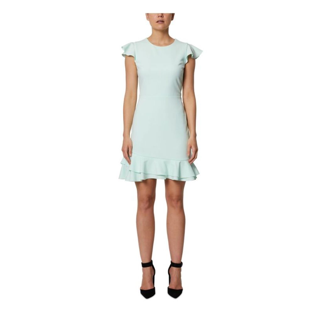 SAGE COLLECTIVE Womens Green Cap Sleeve Above The Knee Party Fit + Flare Dress 8